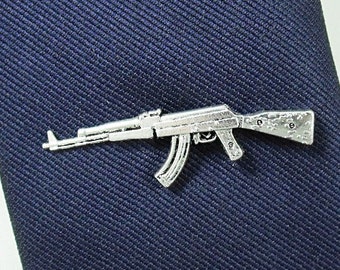 Ak 47 Tie Clip Etsy - tie tack pin silver assault rifle ak 47 men s accessories handmade