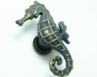 Bronze Nautical Sea Horse Drawer or Door Pull, Blue Verdigis Home Improvement, Home Decor Handmade