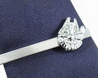 Star Wars Millennium Falcon Silver Tie Clip, Gift Box Mens Accessories Handmade