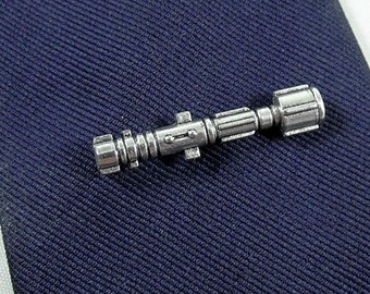 Star Wars Light Saber Silver Tie Tack or Lapel Pin, Gift Box Mens Accessories Handmade