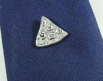 Tie Tack Pin or Lapel Pin,   Mens Silver Slice of Pizza  Mens Accessories  Handmade