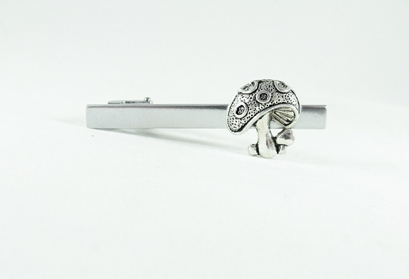 Mens Tie Bar Clip Silver Mushrooms Mens Accessories Handmade Etsy