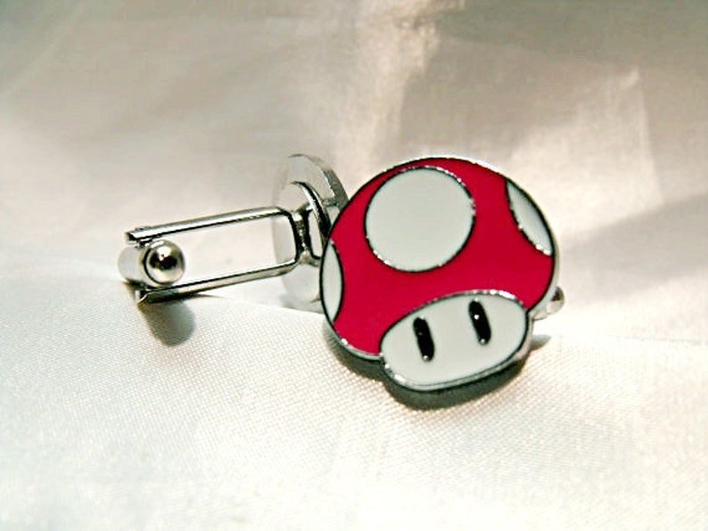 Cool Video Game Hot Pink Mushroom Head Cufflinks Mens Mens Accessory Wedding Groomsmen