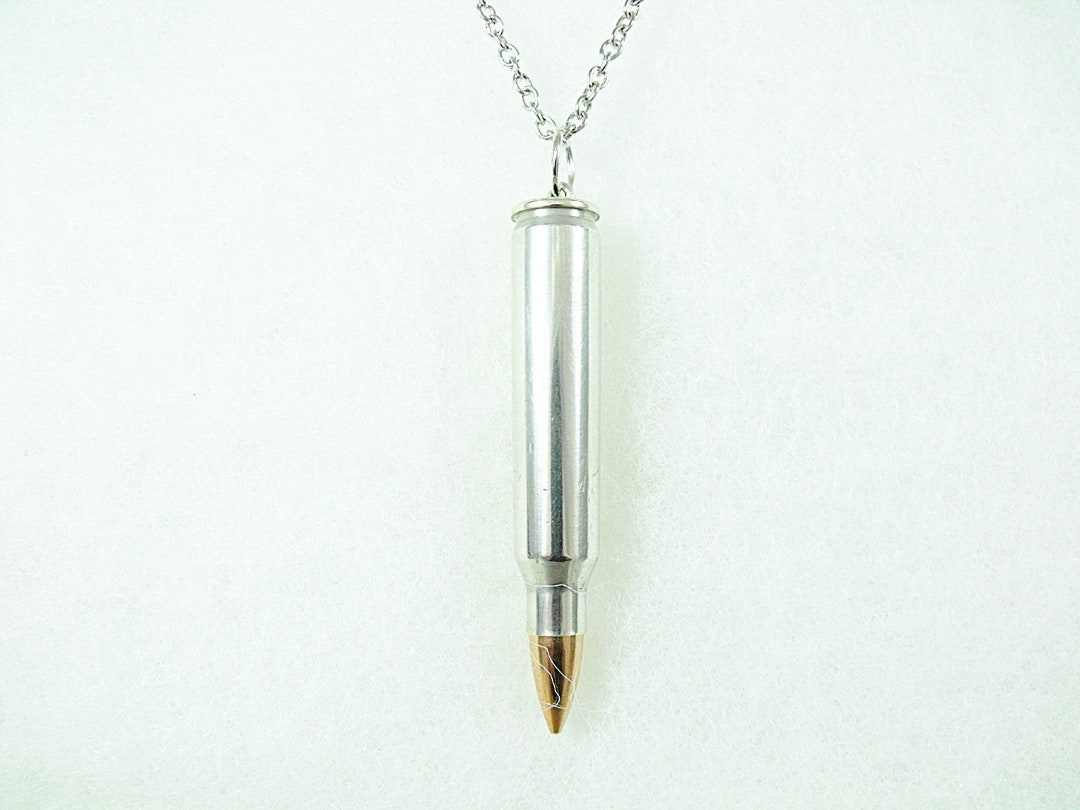 Silver Bullet Necklace 5.56mm .223 Caliber Bullet Men's Women's Gift