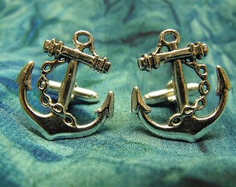 Blue Nautical Anchor Cufflinks Solid Bronze Blue Nautical Anchor Cufflinks Solid Bronze