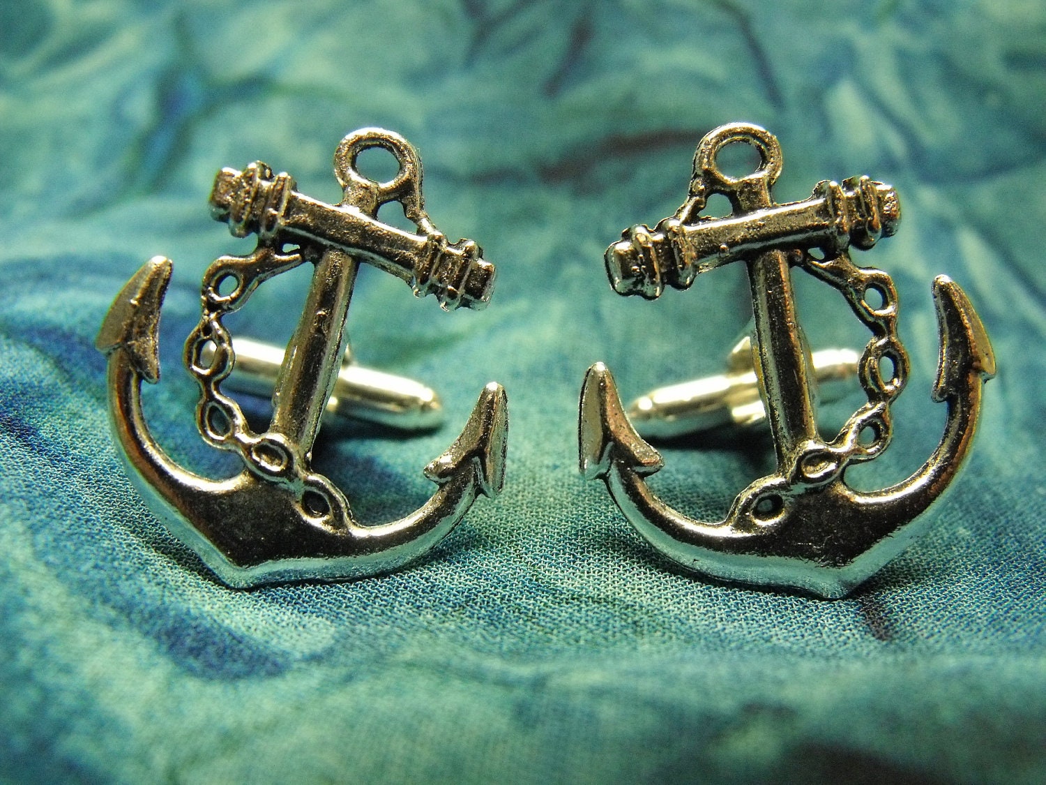 Mens Silver Cufflinks Nautical Anchor Steampunk Mens Etsy