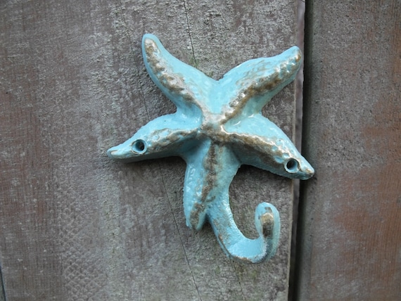 Estrella De Mar Pared Gancho Color Aqua Hierro Fundido Etsy