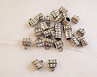 Silver Necklace Bails for Jewelry Making, Lot of 25