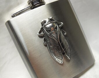 Flask,  Silver Circadia 6 Ounce Stainless Steel  Mens Womens Gift  Handmade