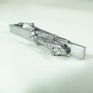 Tie Clip, Tie Bar, Silver UH60 Helicopter, Men's Accessories Handmade image 4