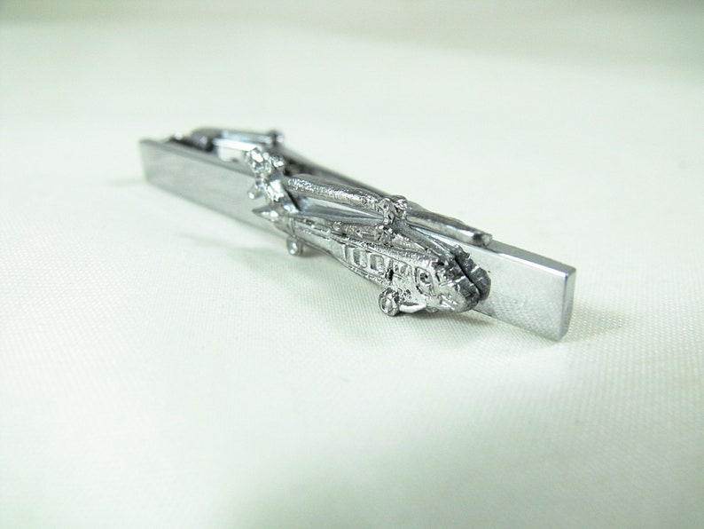 Tie Clip, Tie Bar, Silver UH60 Helicopter, Men's Accessories Handmade image 4