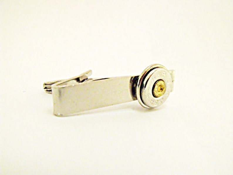 Bullet Remington 44 Magnum Nickel Mens Accessories Handmade Tie Bar Tie Clip