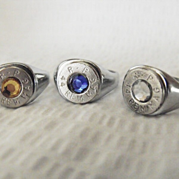 Anillo de bala signet 44 Magnum níquel tamaño 11 hombres mujer regalo hecho a mano