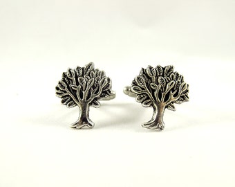 Mens Cuflinks,   Silver Tree of Life  Mens Accessories  Handmade