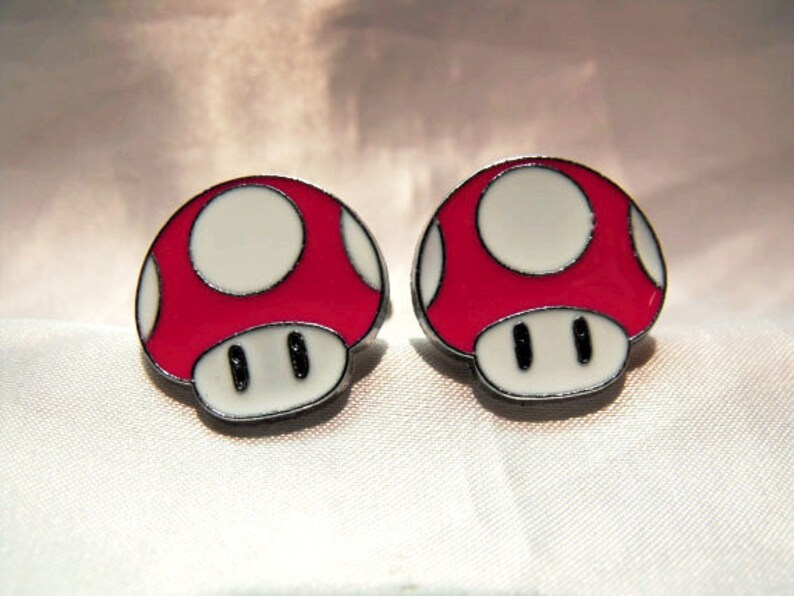 Cool Video Game Hot Pink Mushroom Head Cufflinks Mens Mens Accessory Wedding Groomsmen