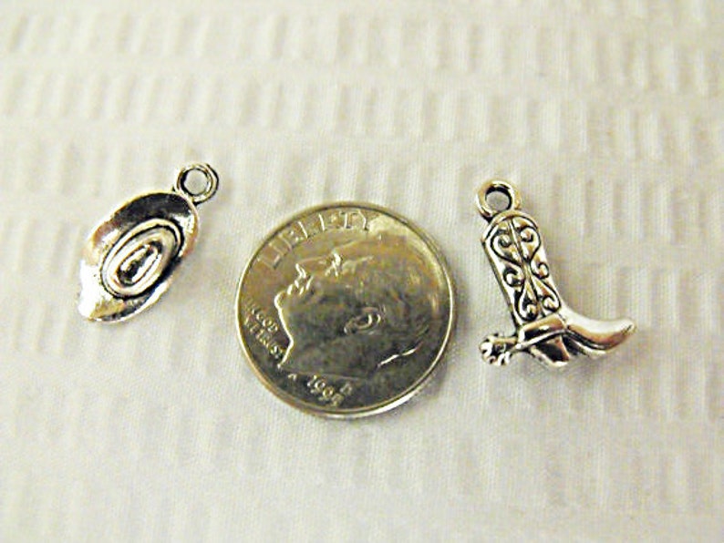 Silver Western Boot and Hat Charms 12 Piece Lot Jewelry Making Etsy