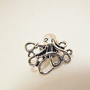 Tie Tack Lapel Pin,   Mens Steampunk  Silver Octopus  Mens Accessories  Handmade