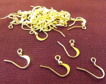 Gold ear wires, 19 mm  Lot of 30  Jewelry Making Supplies