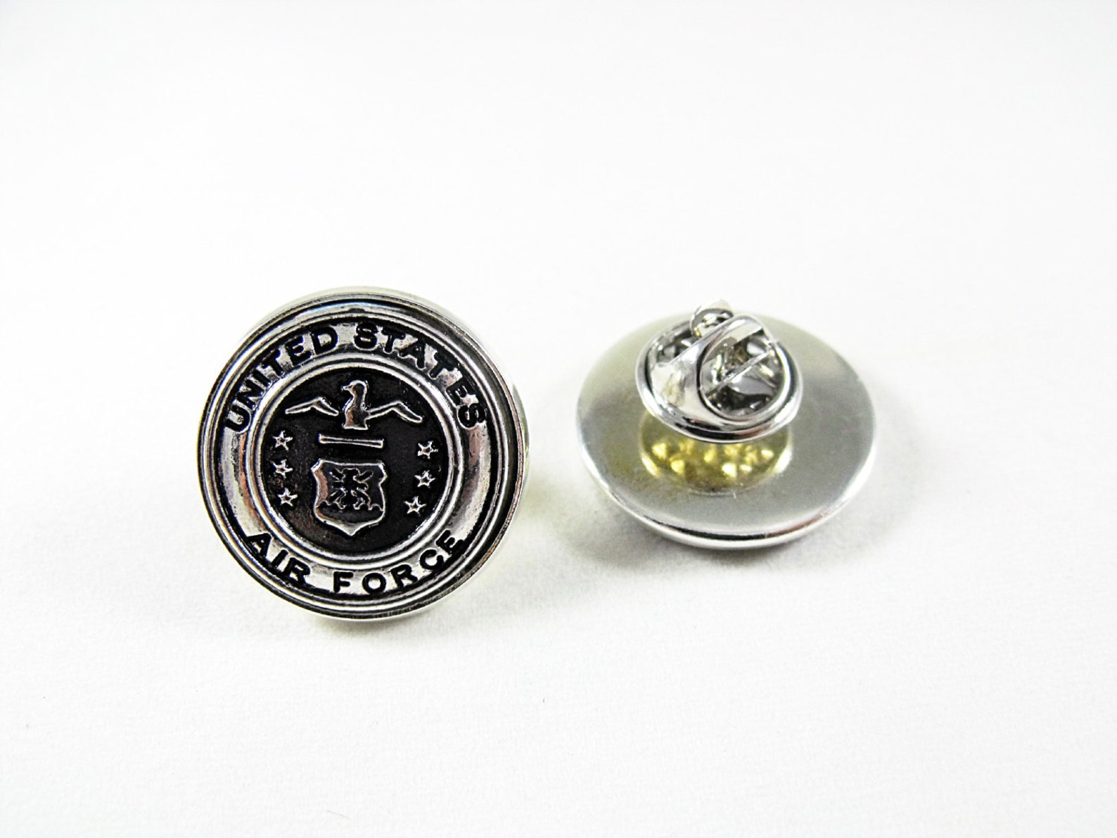 Silver Tie Tack Pin Armed Services Marines Navy Air Force Etsy