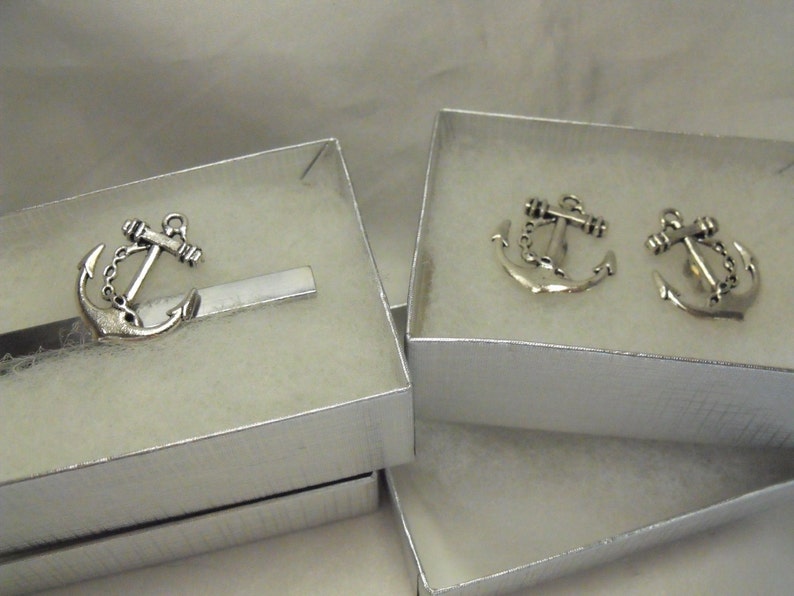 Mens Tie Bar Tie Clip And Cufflink Gift Set Large Nautical Etsy