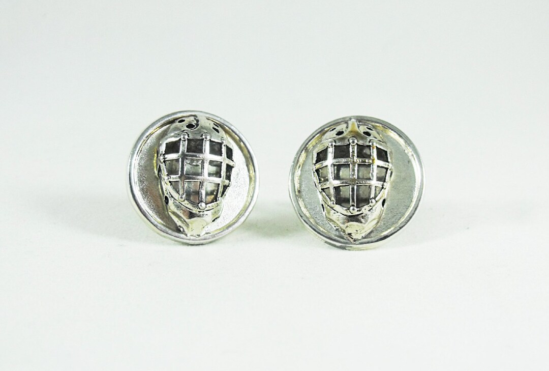 Mens Silver Cufflinks Hockey Goalie Mask Mens Accessories Etsy