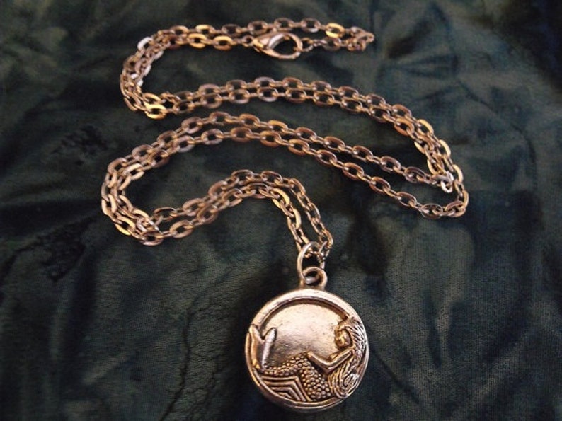 Silver Pendant Necklace, Nautical Mermaid Pendant Necklace Womens Gift Handmade image 1