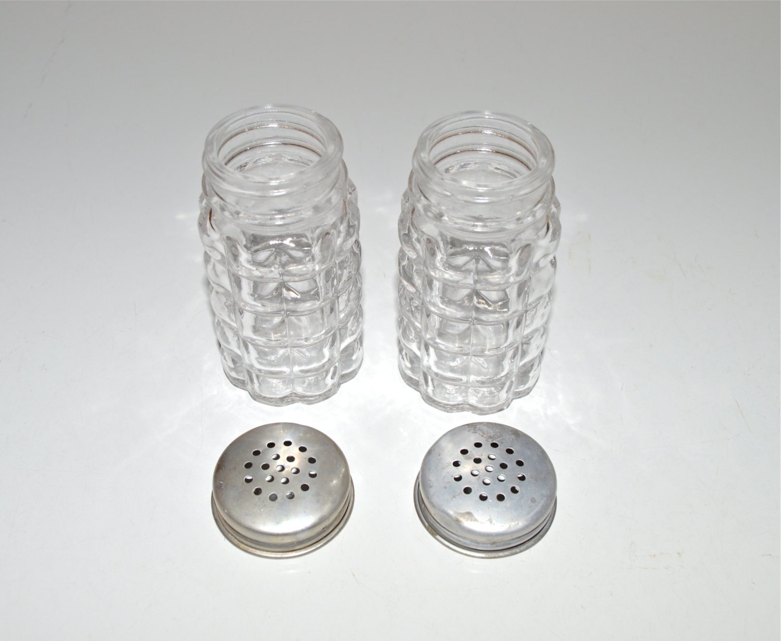Clear Glass Salt & Pepper Shakers Anchor Hocking Waffle Design Etsy