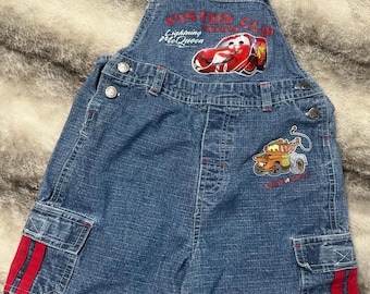 VTG Disney Cars Overalls Bib Boys 5t Lightning McQueen