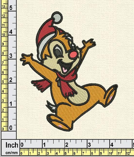 Christmas Chipmunk Machine Embroidery Design | Santa Hat, Candy Cane ...