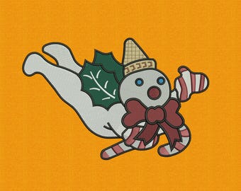 Christmas Snowman Embroidery Design: Ice Cream Cone Hat (Digital Download)