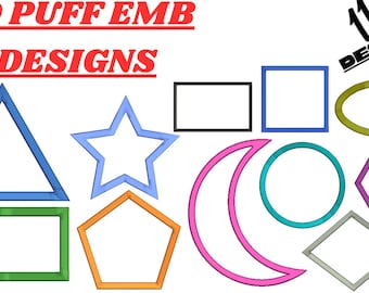 3D Puff Embroidery Designs Bundle | Digital Download | Puffy Foam Frames Shapes | Hat Cap Logo