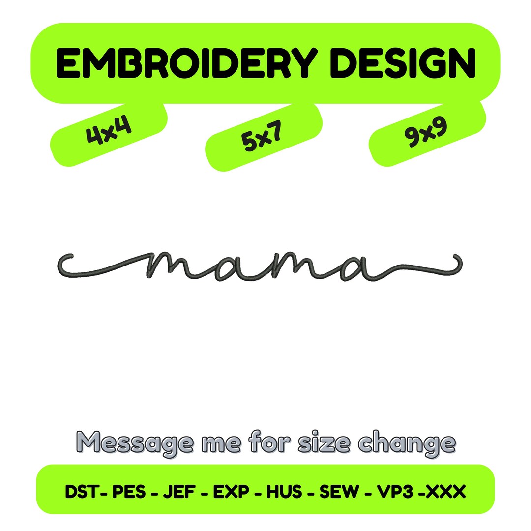 Mama Script Embroidery Design | Minimalist Cursive Embroidery File ...