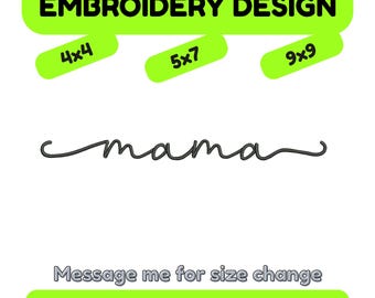 Diseño de bordado Mama Script / Archivo de bordado cursivo minimalista / Descarga instantánea PES DST JEF