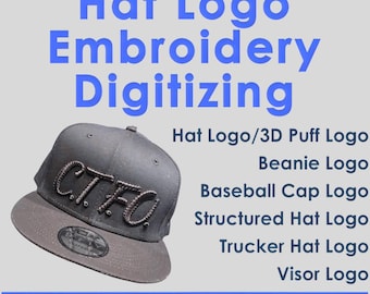 Custom Hat Logo Embroidery Digitizing | 3D Puff, Beanie, Trucker & Cap Designs