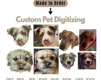 Servicio de digitalización de mascotas personalizado / Archivo de bordado de retrato de animal / Diseño de bordado de perro