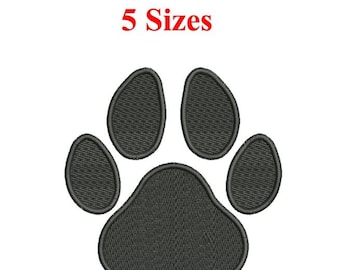 Dog Paw Print Embroidery Design, 5 Sizes (DST File)