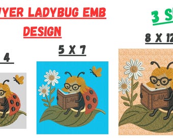 Lawyer Ladybug Embroidery Design - Blonde Attorney Lady Bug - 4x4, 5x7, 8x10 Sizes