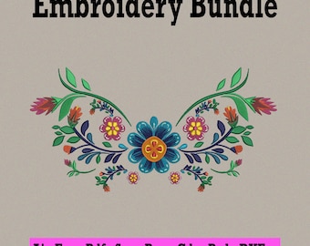 Mexican Flowers Embroidery Bundle - Instant Download