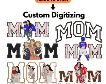 Diseño de bordado personalizado para mamá con foto familiar / Archivo de bordado personalizado para el Día de la Madre