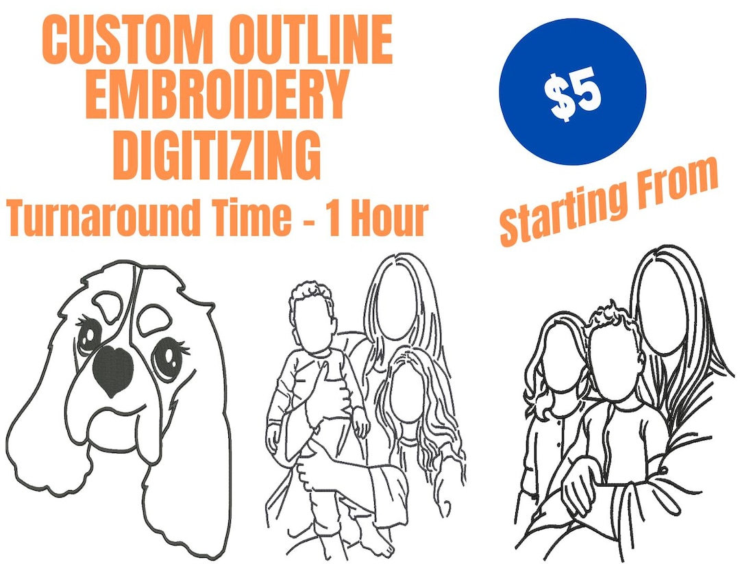 Custom Photo Outline Custom Outline Embroidery Digitizing From Photo | One Line Portrait ...