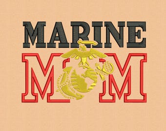 Marine Mom embroidery files 4x4 - Instant download