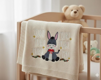 Tuki Tai Embroidery Design – Christmas Donkey Pattern –  Embroidery File 5x7 4x4