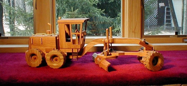 Construction Road Grader replica handcrafted wooden image 1