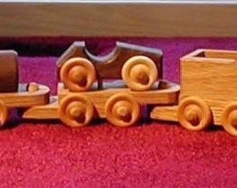 Small Wooden Train - handcrafted - 5 cars