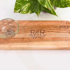 Personalized serving engraved charcuterie wooden tray, wedding gift couple monogram kitchen gift, Foodies serving tray entertaining