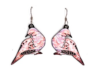 Crying Dove Art Dangle Earrings