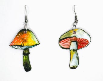 Mismatched Mushroom Earrings