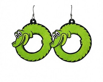 King Gizzard and the Lizard Wizard Ouroboros Gizzy Gator Dangle Earrings