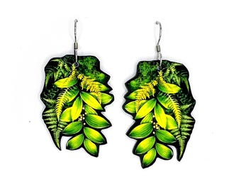 Forest Bouquet Plant Art Dangle Statement Earrings