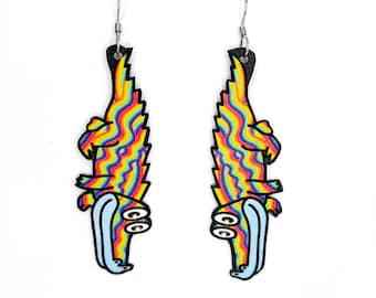 King Gizzard and the Lizard Wizard Rainbow Pride Gizzy Gator Earrings!